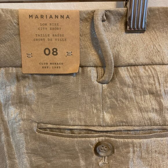 NWT CLUB MONACO MARIANNA low rise city shorts in champagne gold color sz 8 - Picture 5 of 7